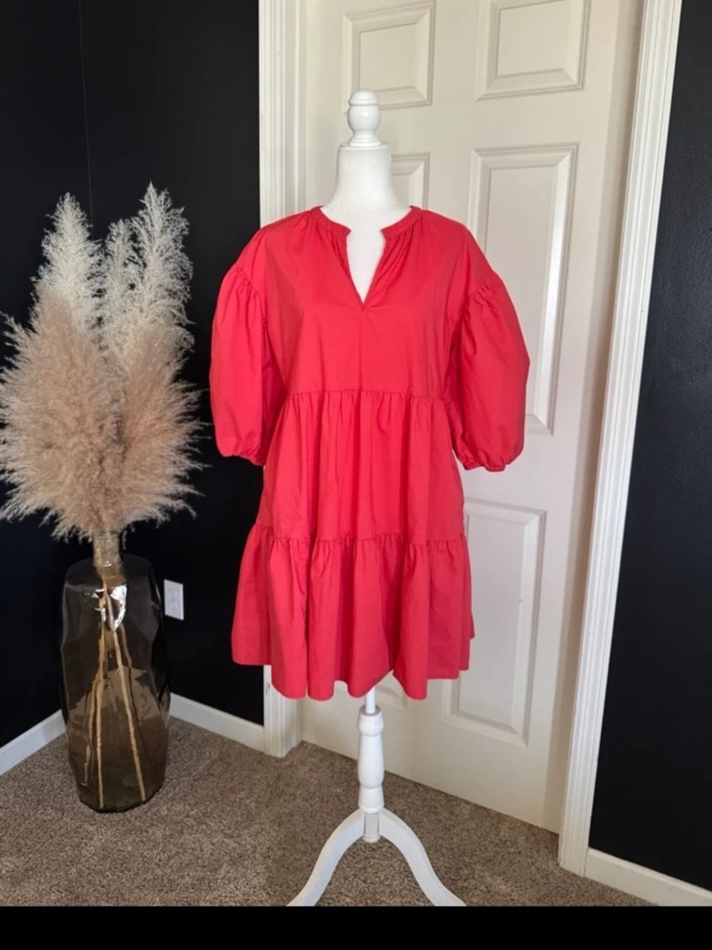 EVEREVE Sundry The Anywhere Babydoll Dress Tiered Balloon Sleeves Size 2/ Medium - Picture 2 of 12